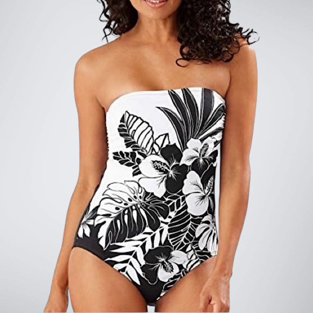 Tommy Bahama Hibiscus Eng Bandeau One Piece